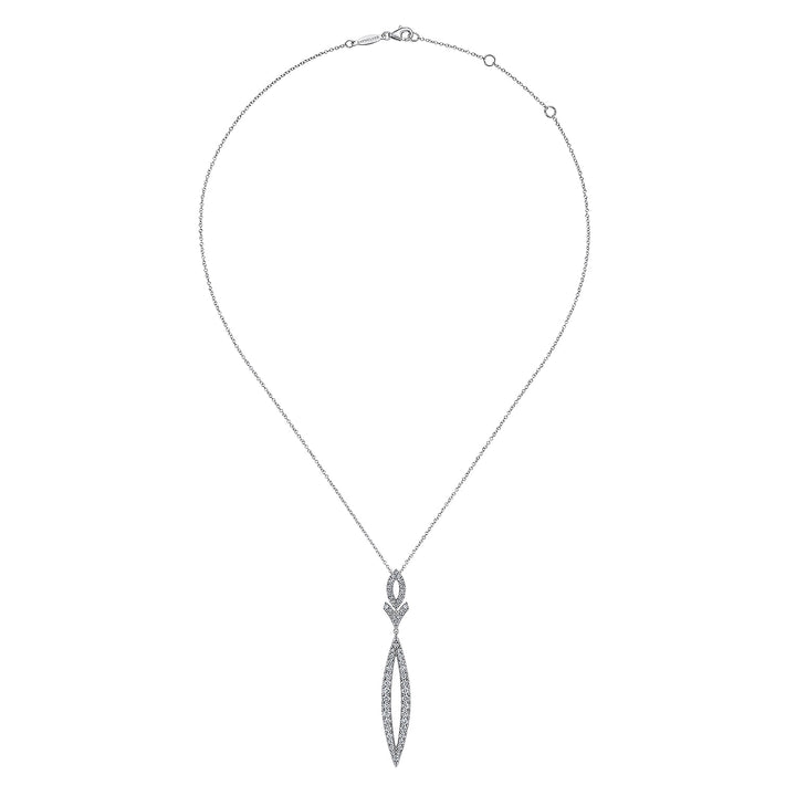 Gabriel & Co. NK6652W45JJ 14K White Gold Diamond Lariat Necklace