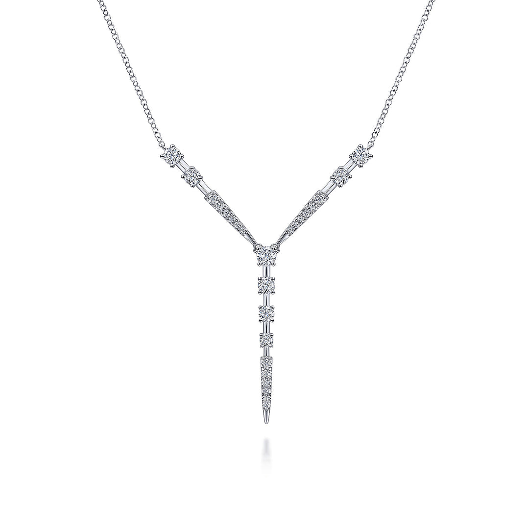 Gabriel & Co. NK6654W45JJ 14K White Gold Diamond Station Y Necklace