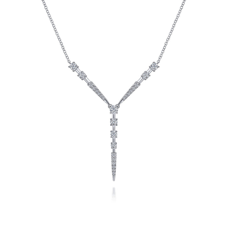 Gabriel & Co. NK6654W45JJ 14K White Gold Diamond Station Y Necklace