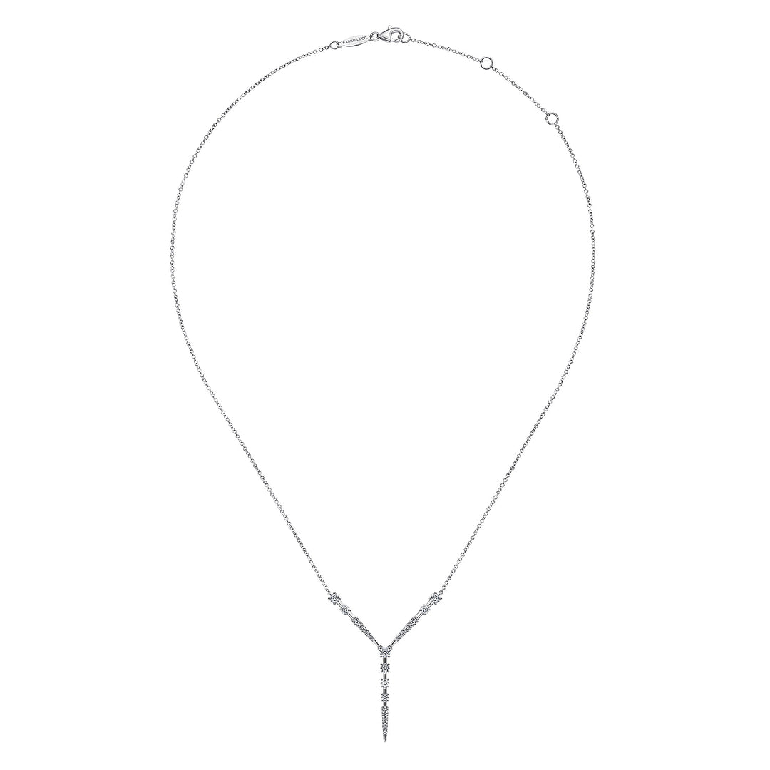 Gabriel & Co. NK6654W45JJ 14K White Gold Diamond Station Y Necklace