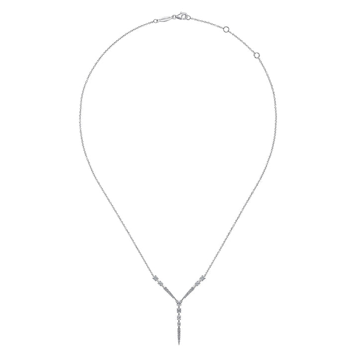 Gabriel & Co. NK6654W45JJ 14K White Gold Diamond Station Y Necklace