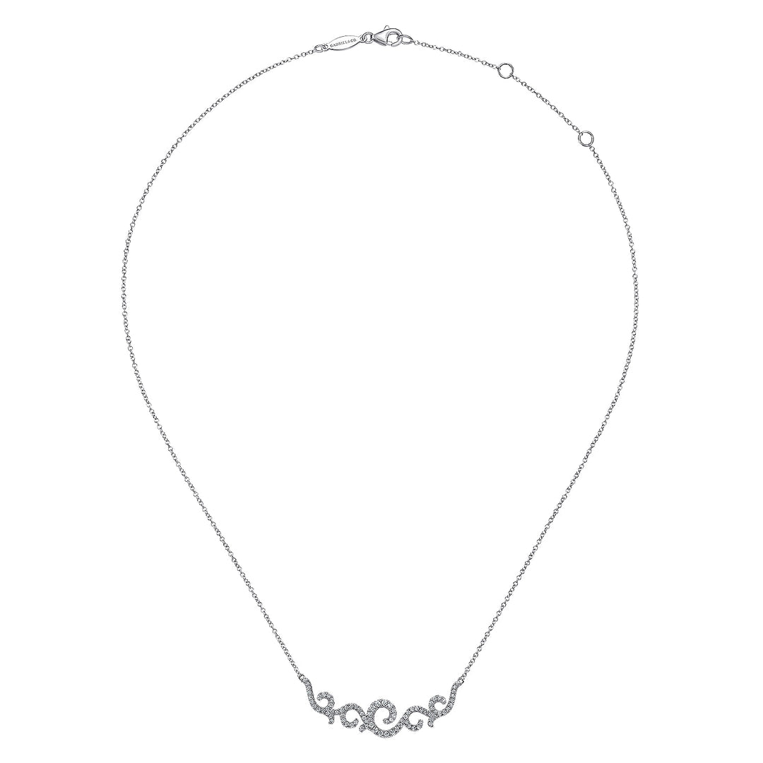 Gabriel & Co. NK6676W45JJ Vintage 14K White Gold Diamond Necklace