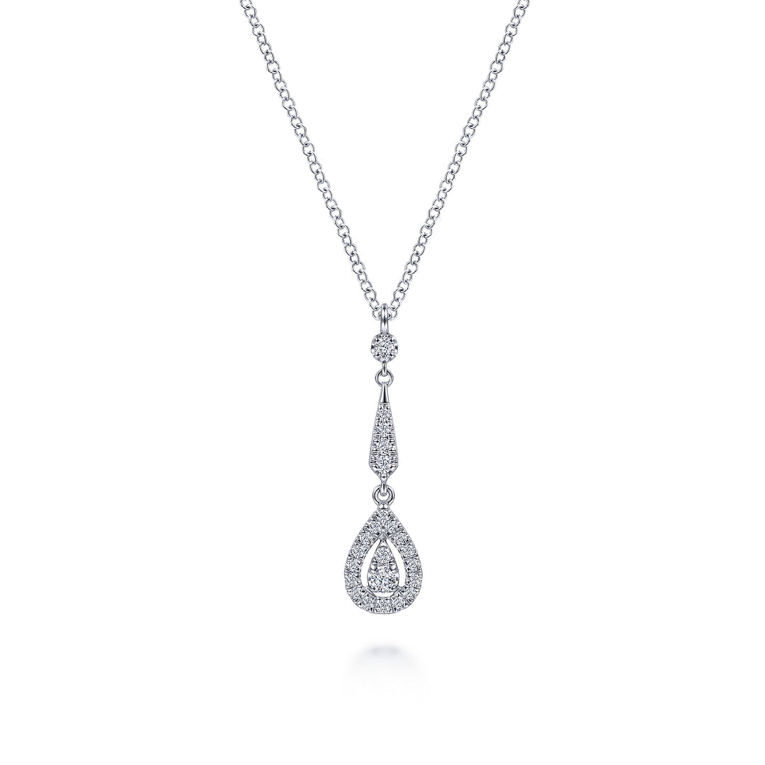 Gabriel & Co. NK6679W45JJ Vintage 14K White Gold Diamond Pendant Necklace