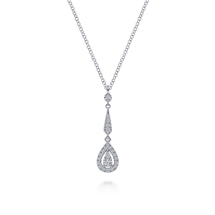 Gabriel & Co. NK6679W45JJ Vintage 14K White Gold Diamond Pendant Necklace