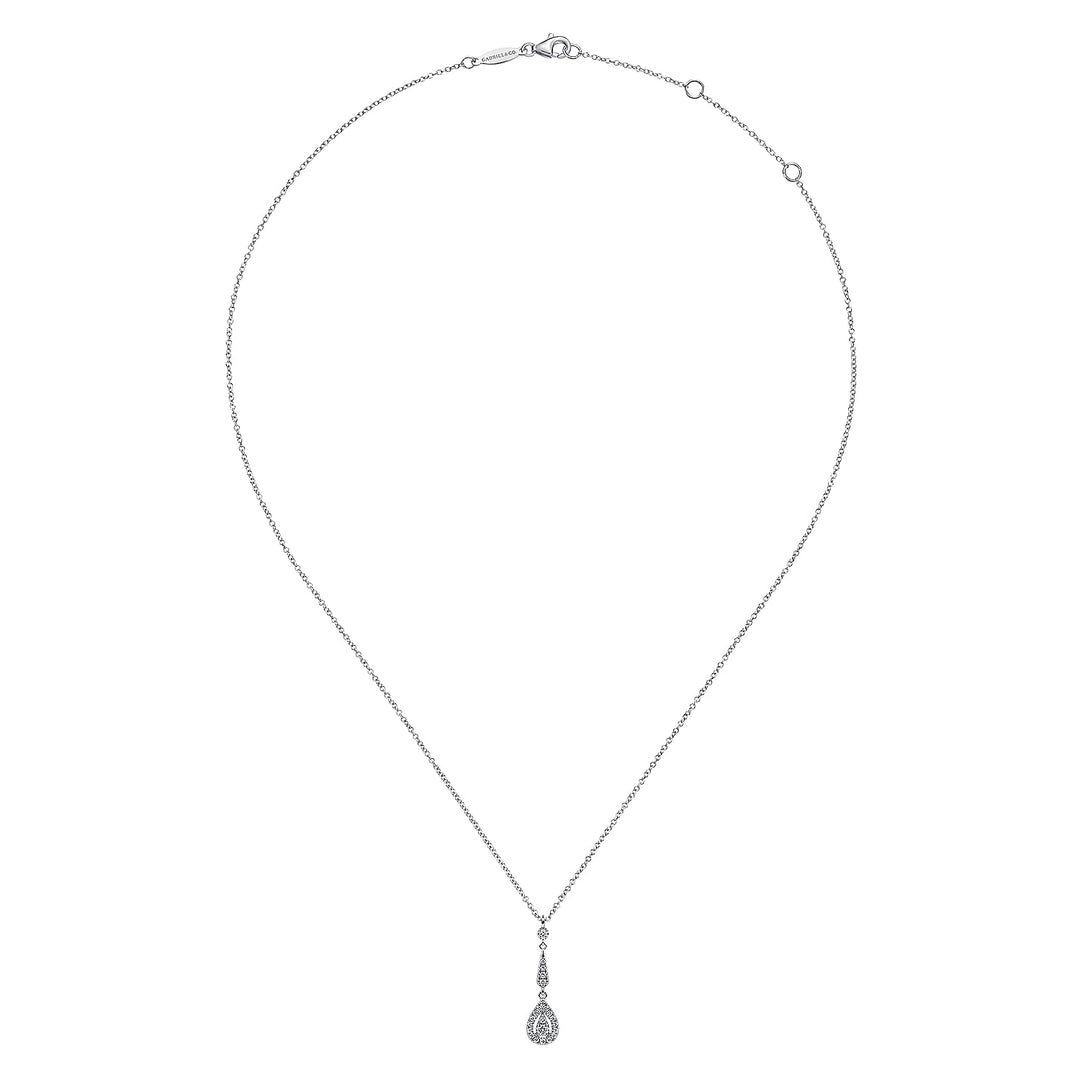 Gabriel & Co. NK6679W45JJ Vintage 14K White Gold Diamond Pendant Necklace