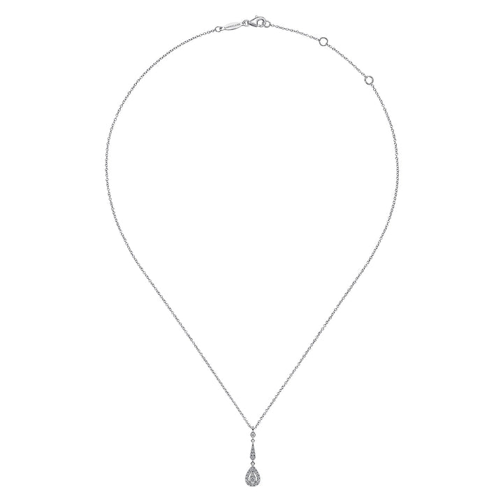 Gabriel & Co. NK6679W45JJ Vintage 14K White Gold Diamond Pendant Necklace