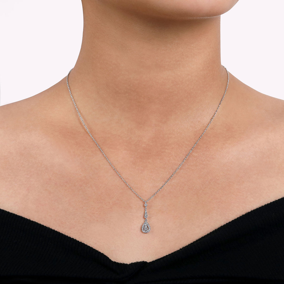 Gabriel & Co. NK6679W45JJ Vintage 14K White Gold Diamond Pendant Necklace