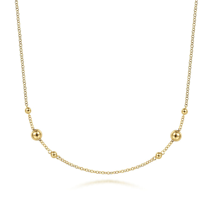 Gabriel & Co. NK6701Y4JJJ 17.5 Inch 14K Yellow Gold Bujukan Bead Station Necklace