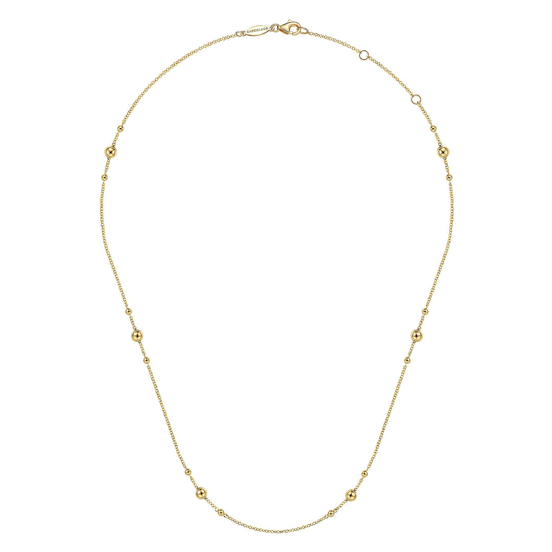Gabriel & Co. NK6701Y4JJJ 17.5 Inch 14K Yellow Gold Bujukan Bead Station Necklace