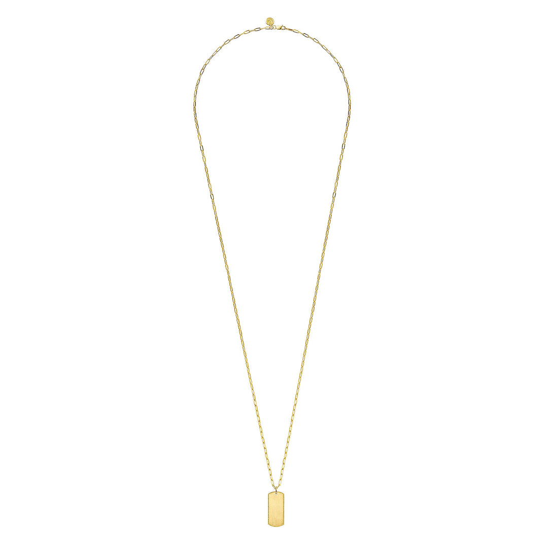 Gabriel & Co. NK6844 32Y4JJJ 32 inch 14K Yellow Gold ID Pendant Hollow Chain Necklace