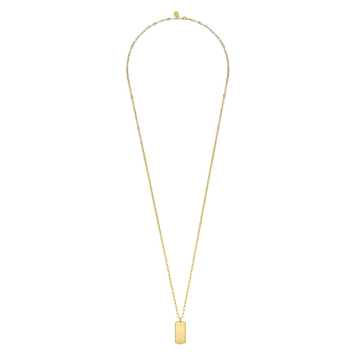 Gabriel & Co. NK6844 32Y4JJJ 32 inch 14K Yellow Gold ID Pendant Hollow Chain Necklace