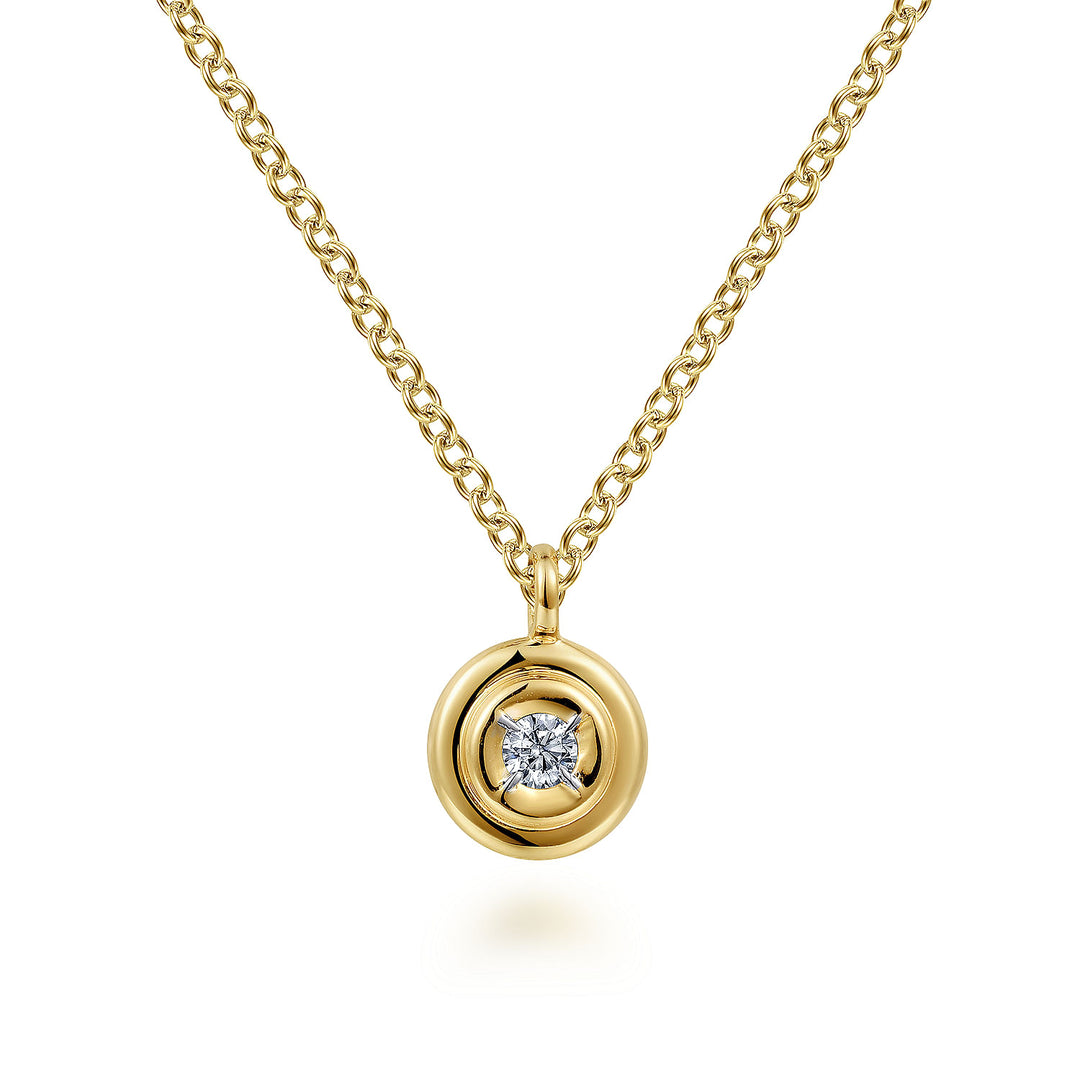 Gabriel & Co. NK6872Y45JJ 14K Yellow Gold Round Diamond Pendant Necklace