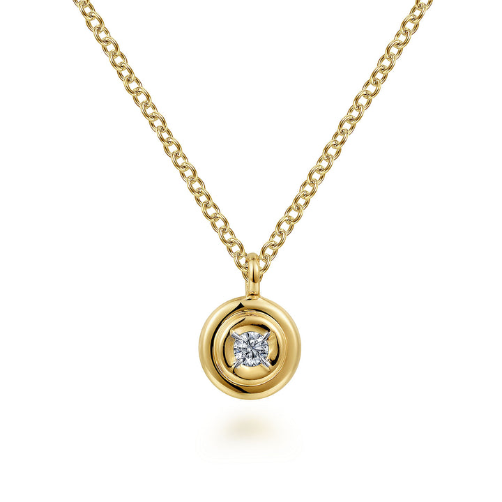 Gabriel & Co. NK6872Y45JJ 14K Yellow Gold Round Diamond Pendant Necklace