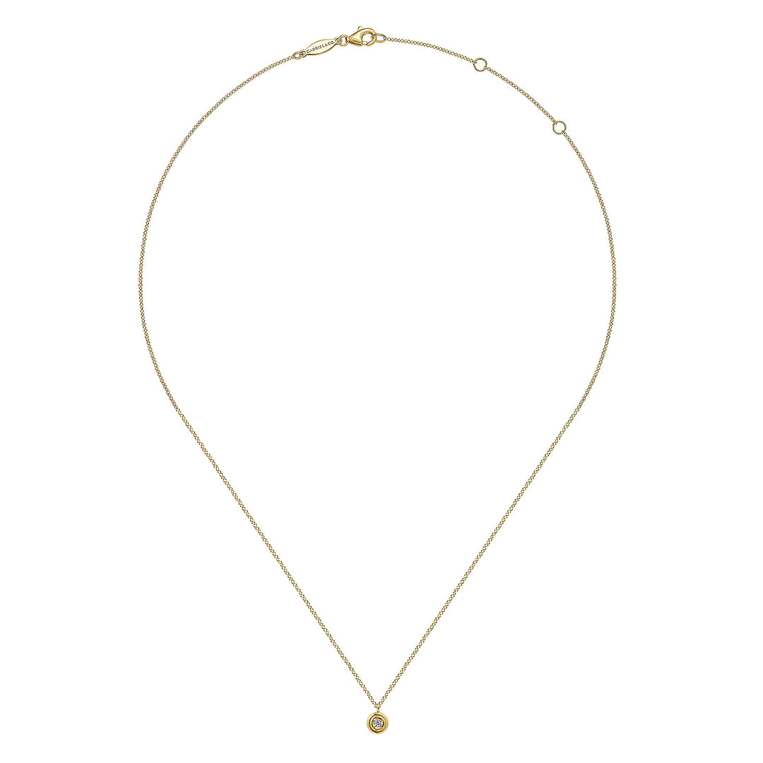 Gabriel & Co. NK6872Y45JJ 14K Yellow Gold Round Diamond Pendant Necklace