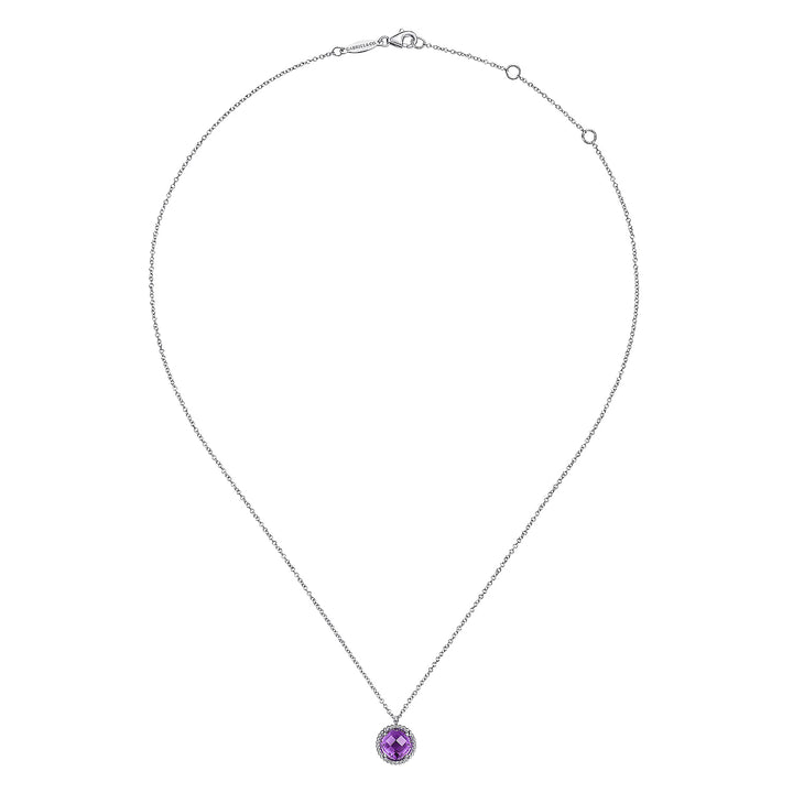 Gabriel & Co. NK6897SVJAM Sterling Silver Round Amethyst Pendant Necklace
