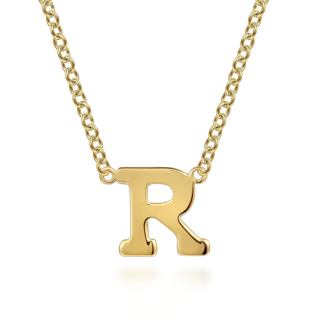 Gabriel & Co. NK6928R Y4JJJ 14K Yellow Gold R Initial Necklace