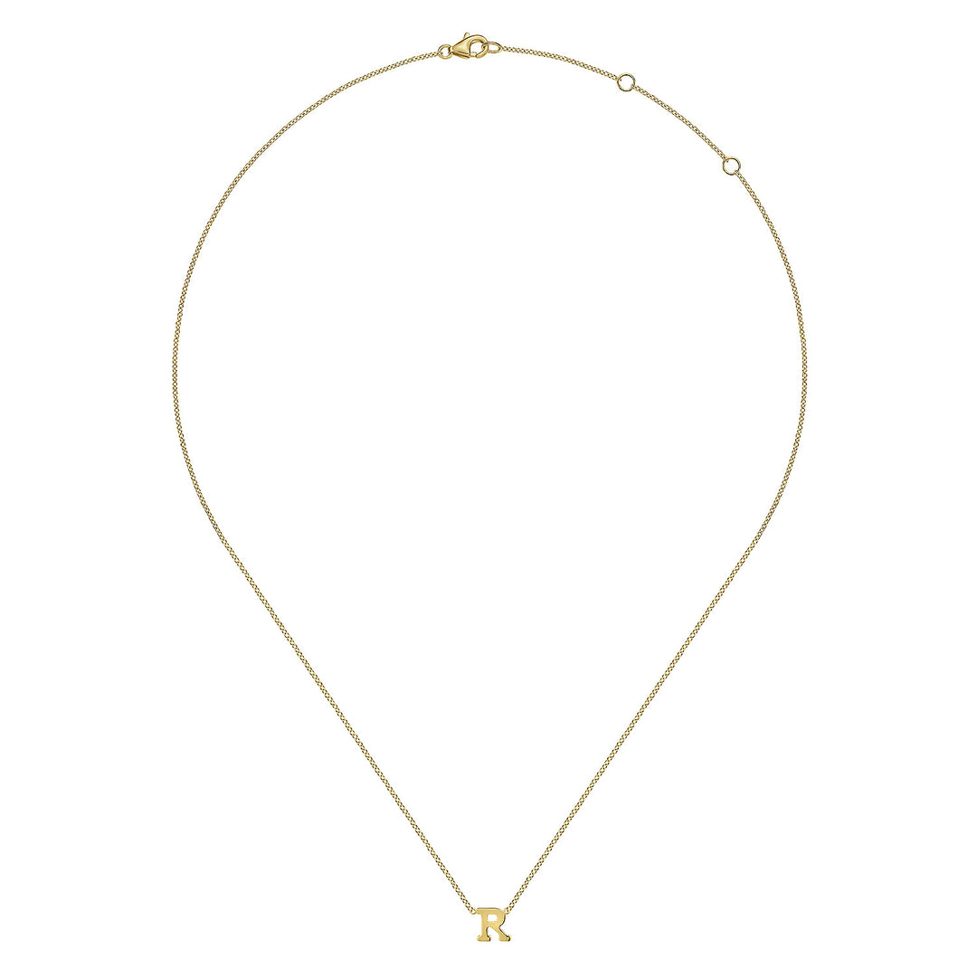 Gabriel & Co. NK6928R Y4JJJ 14K Yellow Gold R Initial Necklace