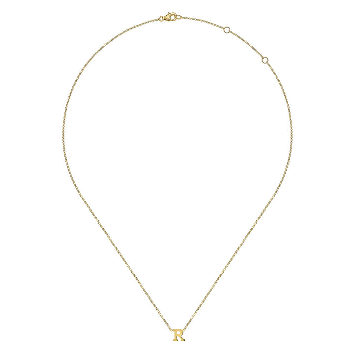 Gabriel & Co. NK6928R Y4JJJ 14K Yellow Gold R Initial Necklace