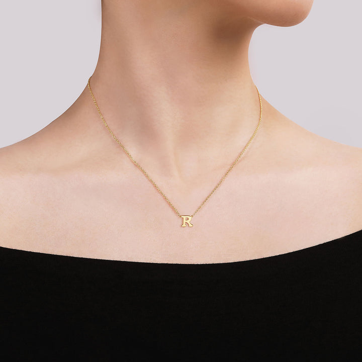 Gabriel & Co. NK6928R Y4JJJ 14K Yellow Gold R Initial Necklace