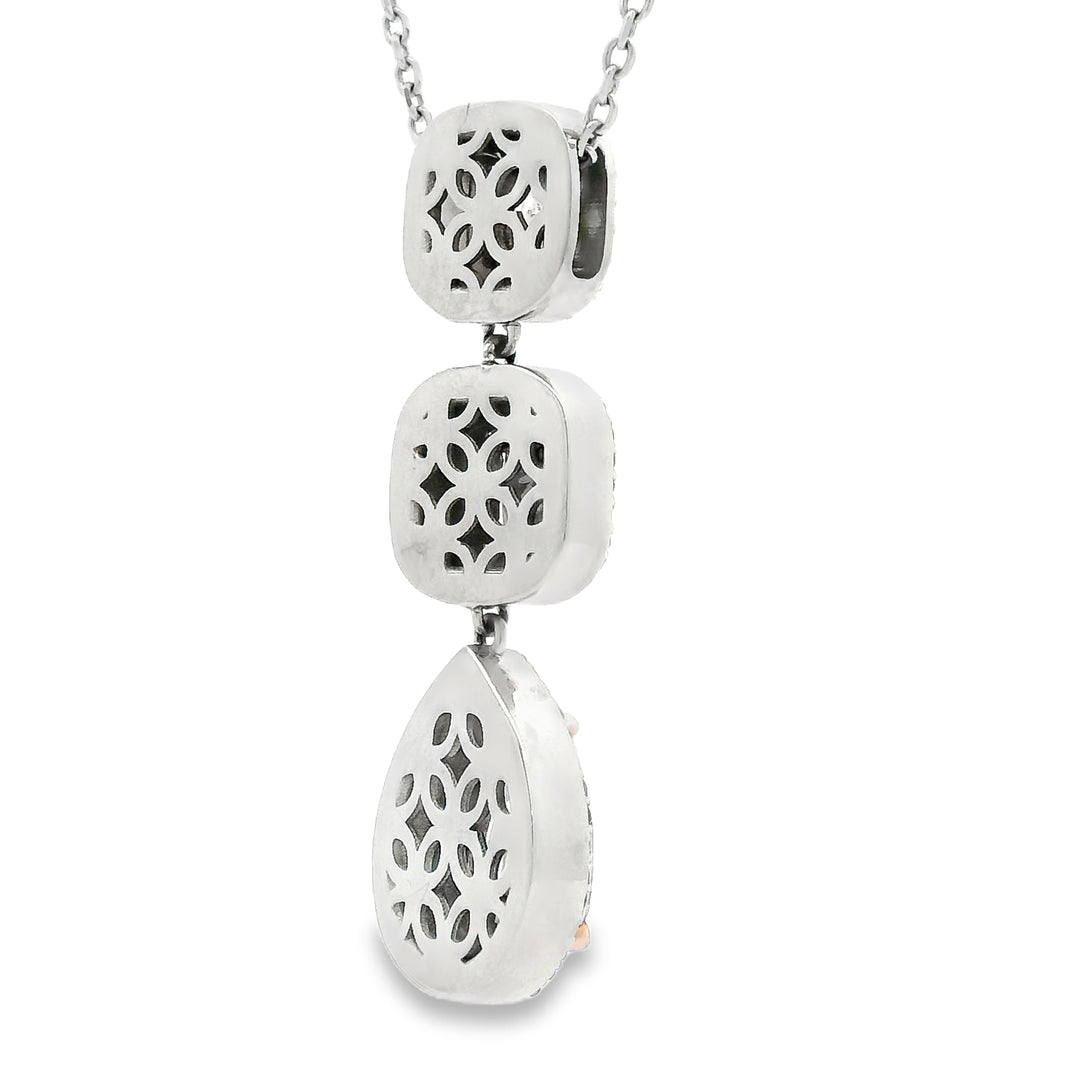 Estate Fancy Pink Diamond Three-Stone Necklace