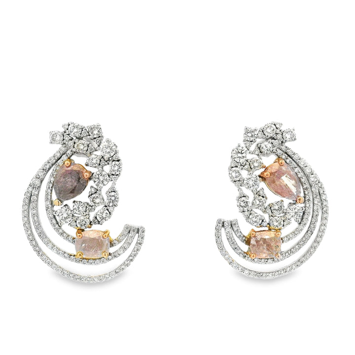 Estate Desert Diamond Cluster Earrings