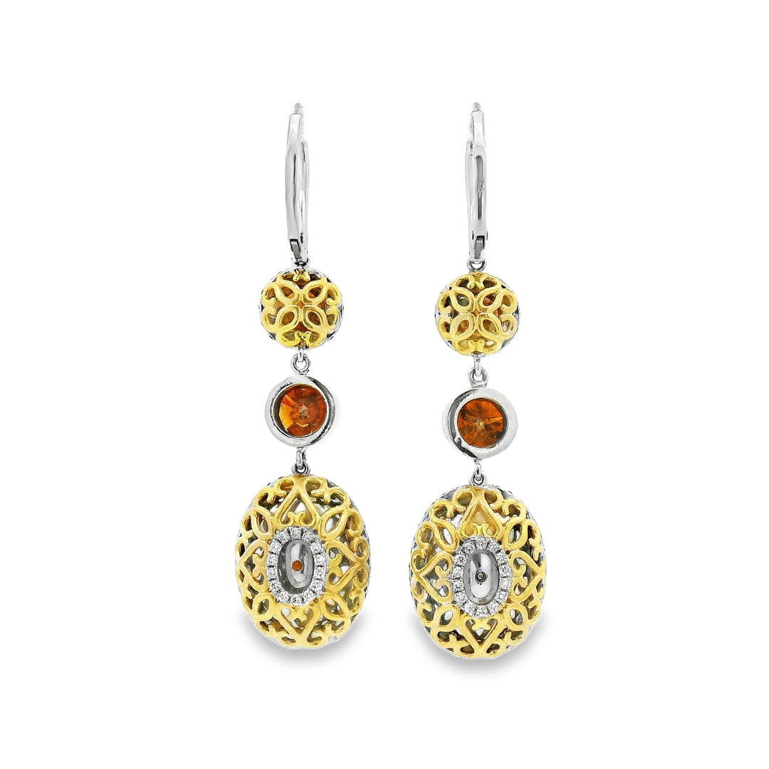 Estate Fancy Desert Diamond Drop Earrings