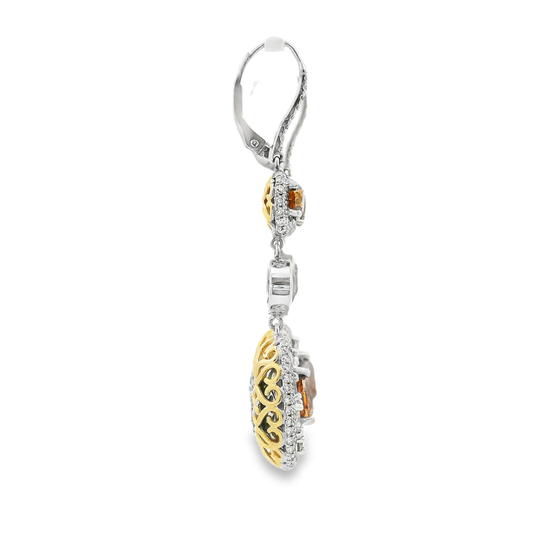 Estate Fancy Desert Diamond Drop Earrings