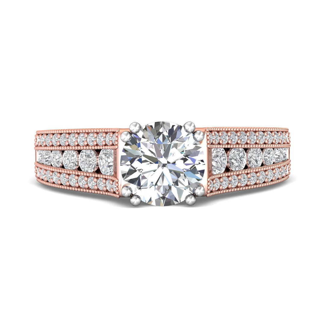 14K Gold Pink/White Encore Engagement Ring from the Encore collection - CC05RD_14KPW_Rd_7.5_Prm_H-I_SI1