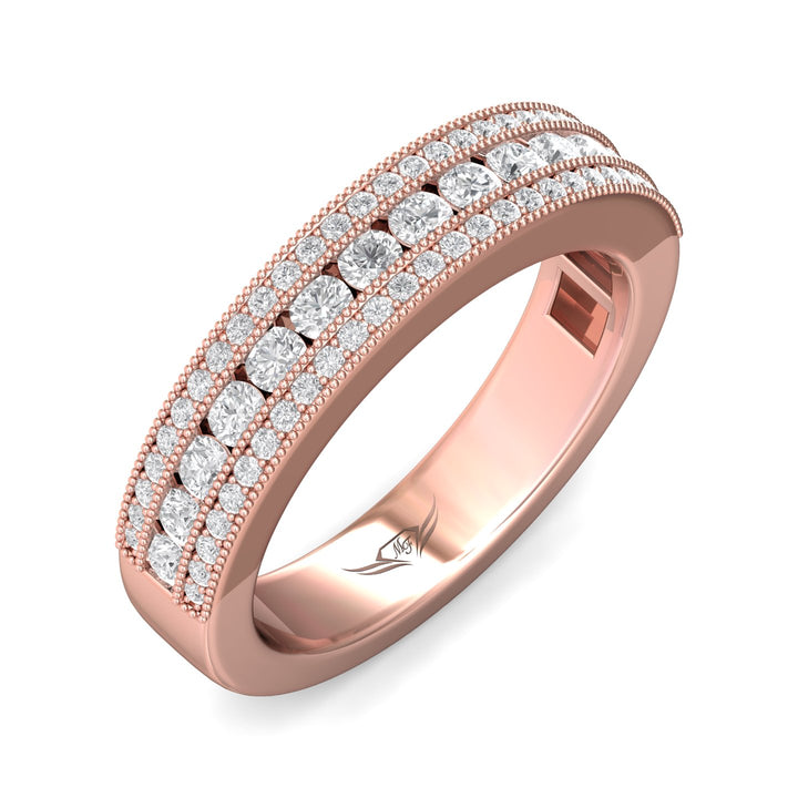 14K Gold Pink Channel/Shared Prong Wedding Band from the Channel/Shared Prong collection - CC05WBRD_14KP