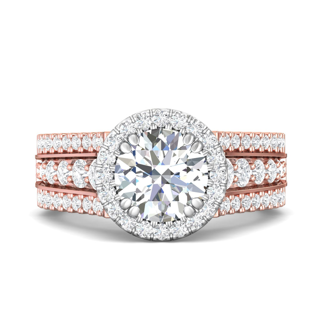 14K Gold Pink/White Encore Engagement Ring from the Encore collection - CC09H_14KPW_RdH_8_Prm_H-I_SI1