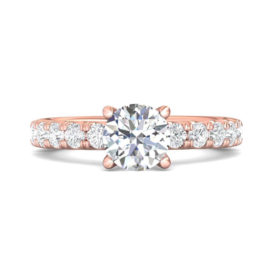 14K Gold Pink Encore Engagement Ring from the Encore collection - CM03M_14KP_Rd_7.0_Prm_H-I_SI1