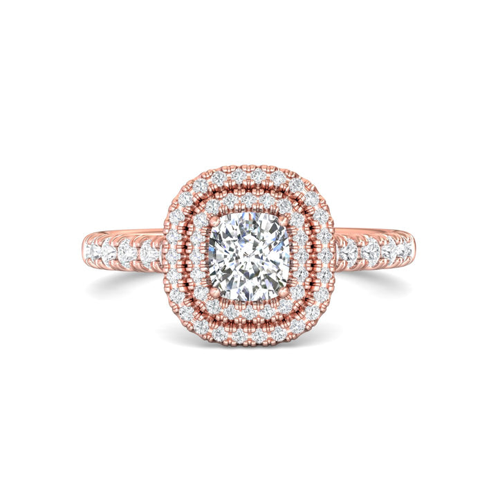 14K Gold Pink Micropave Halo Engagement Ring from the Micropave Halo collection - CM04DBL_14KP_CuH_5.5X5.0_Prm_H-I_SI1
