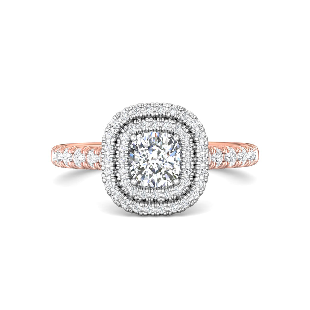 14K Gold Pink/White Micropave Halo Engagement Ring from the Micropave Halo collection - CM04DBL_14KPW_CuH_5.5X5.0_Prm_H-I_SI1