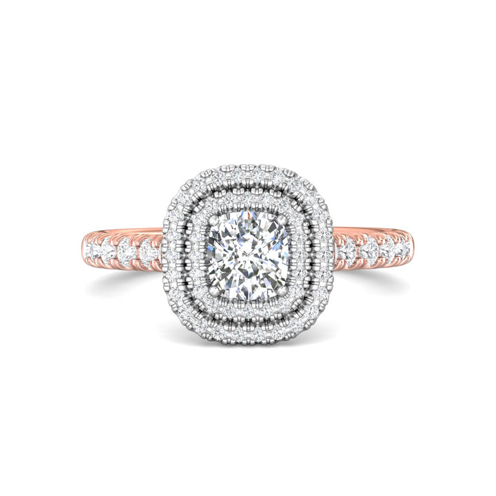 18K Gold White/Pink Micropave Halo Engagement Ring from the Micropave Halo collection - CM04DBL_18KWP_CuH_5.5X5.0_Prm_H-I_SI1