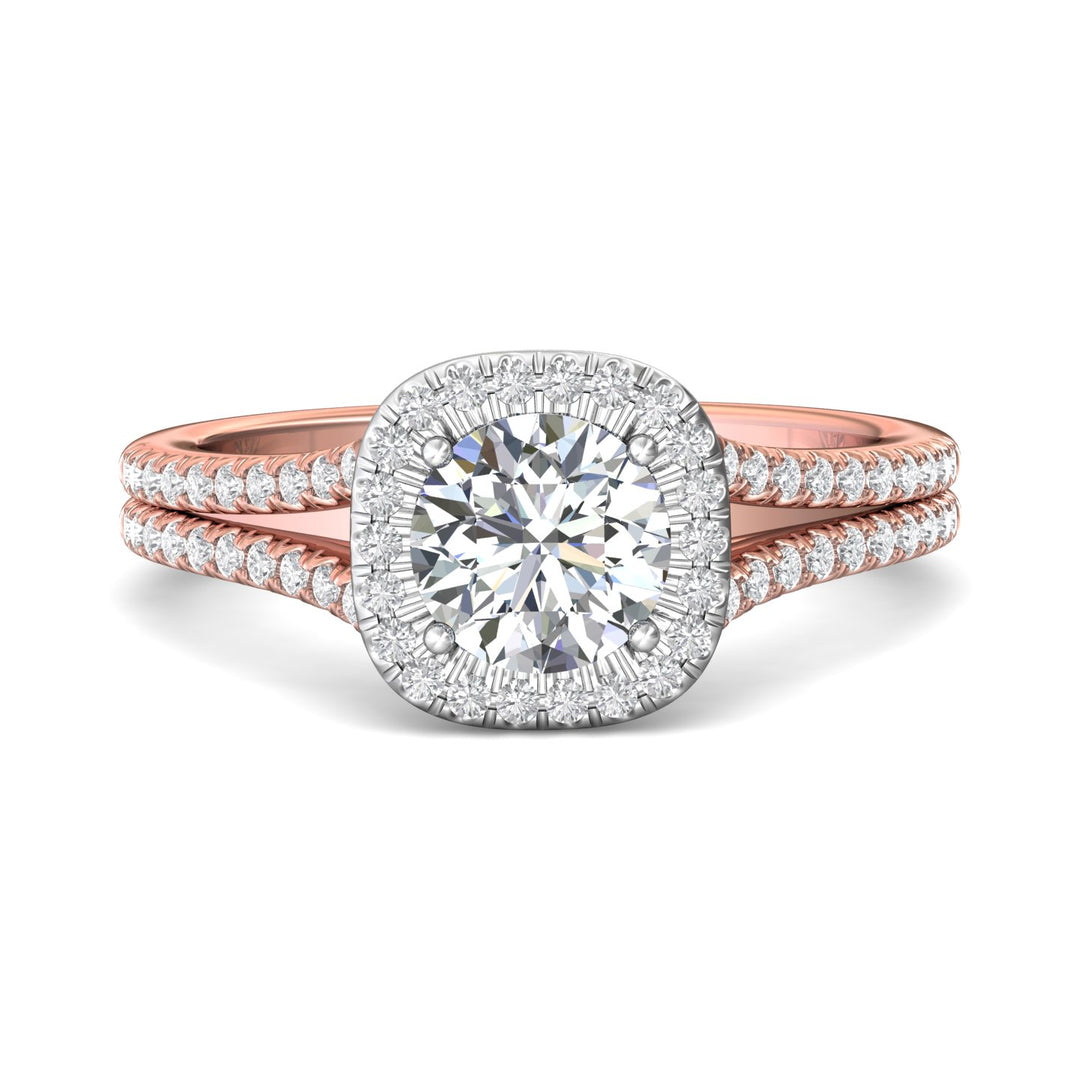 14K Gold Pink/White Split Shank Engagement Ring from the Split Shank collection - CM09S_14KPW_CuHRd_6.5_Prm_H-I_SI1