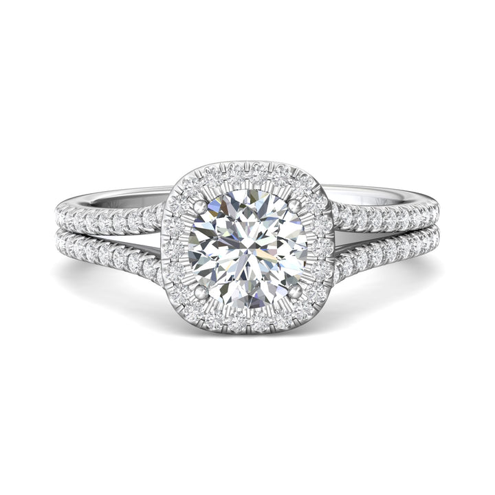 18K Gold White Split Shank Engagement Ring from the Split Shank collection - CM09S_18KW_CuHRd_6.5_Prm_H-I_SI1