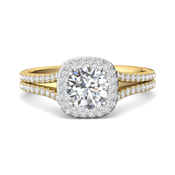 18K Gold White/Yellow Split Shank Engagement Ring from the Split Shank collection - CM09S_18KWY_CuHRd_6.5_Prm_H-I_SI1