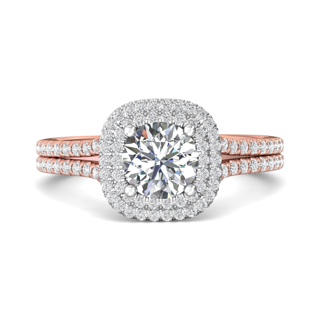 14K Gold Pink/White Split Shank Engagement Ring from the Split Shank collection - CM10XSDBL_14KPW_CuHRd_6.5_Prm_H-I_SI1