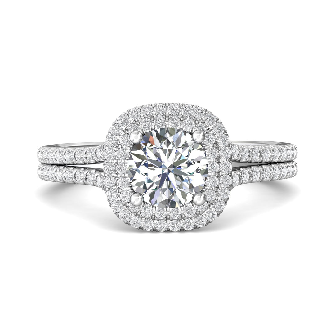 14K Gold White Split Shank Engagement Ring from the Split Shank collection - CM10XSDBL_14KW_CuHRd_6.5_Prm_H-I_SI1