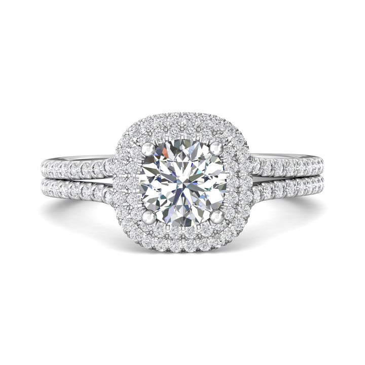 14K Gold White Split Shank Engagement Ring from the Split Shank collection - CM10XSDBL_14KW_CuHRd_6.5_Prm_H-I_SI1