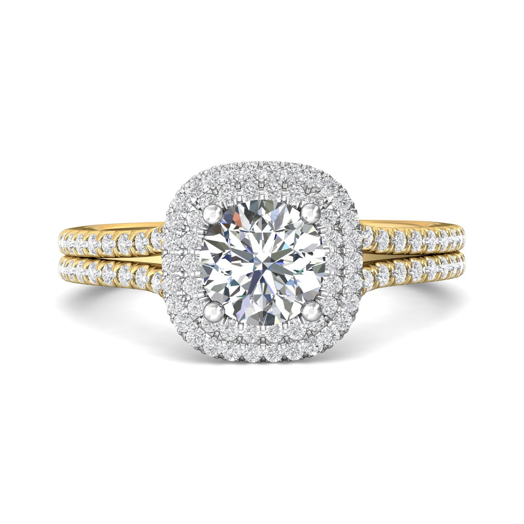 14K Gold Yellow/White Split Shank Engagement Ring from the Split Shank collection - CM10XSDBL_14KYW_CuHRd_6.5_Prm_H-I_SI1