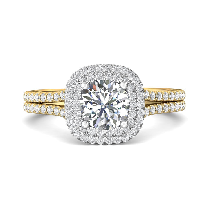 18K Gold White/Yellow Split Shank Engagement Ring from the Split Shank collection - CM10XSDBL_18KWY_CuHRd_6.5_Prm_H-I_SI1