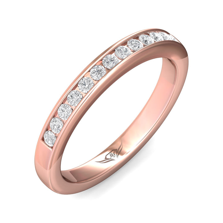 14K Gold Pink Channel/Shared Prong Wedding Band from the Channel/Shared Prong collection - CTC01WB_14KP