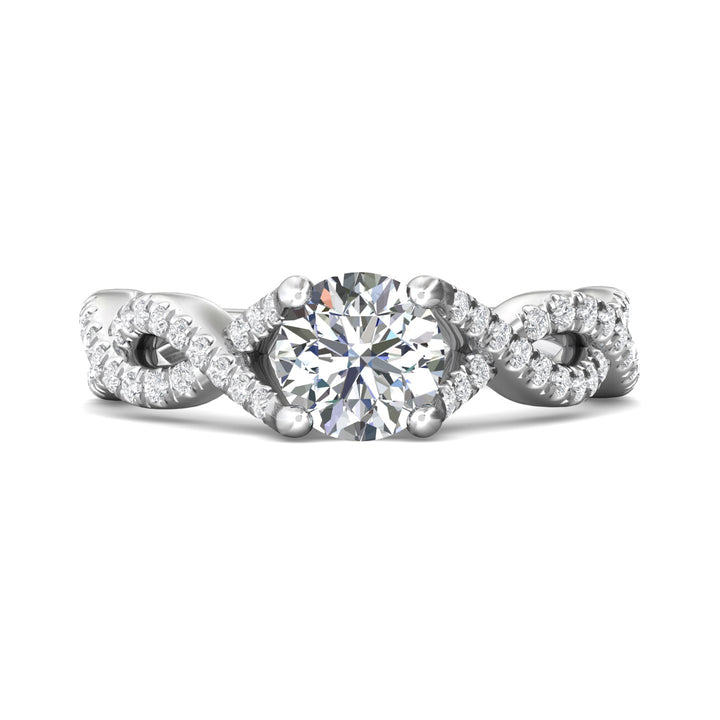 14K Gold White Split Shank Engagement Ring from the Split Shank collection - CYM23_14KW_Rd_6.5_Prm_H-I_SI1