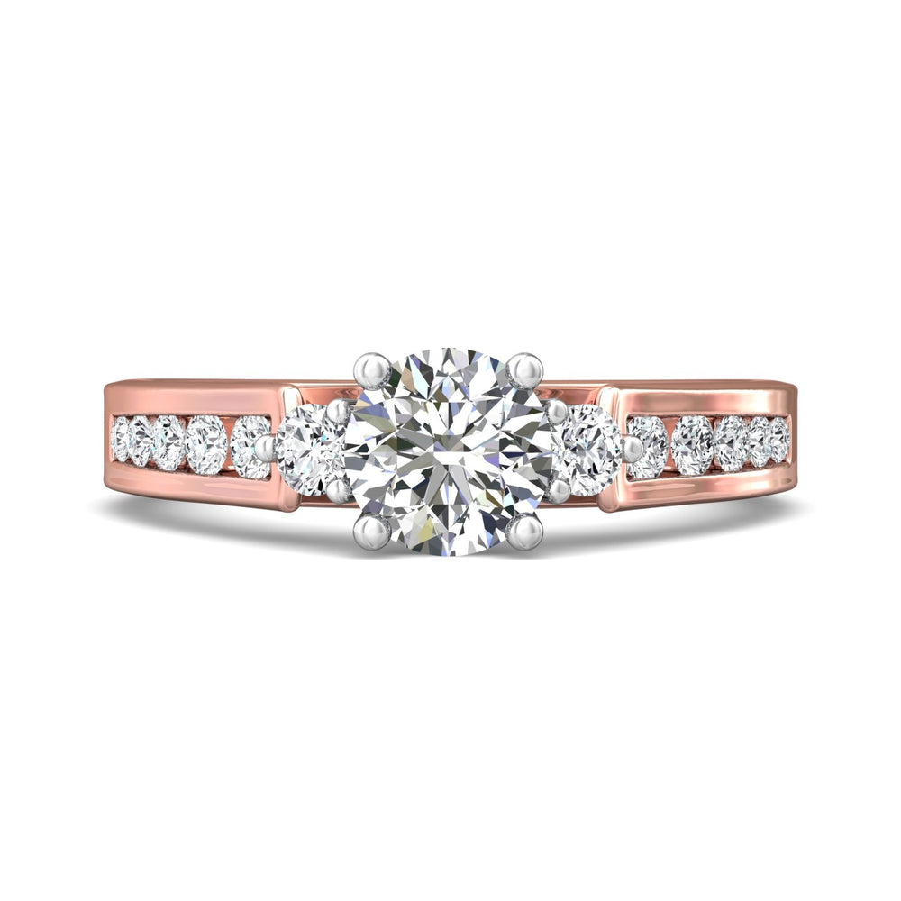 14K Gold Pink/White Three Stone Engagement Ring from the Three Stone collection - DERC03XS_14KPW_Rd_6.0_Prm_H-I_SI1