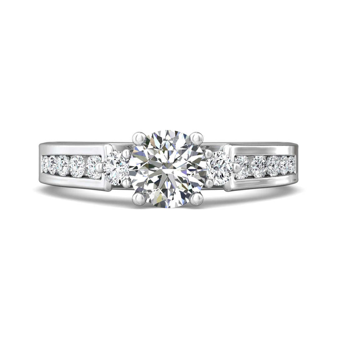14K Gold White Three Stone Engagement Ring from the Three Stone collection - DERC03XS_14KW_Rd_6.0_Prm_H-I_SI1