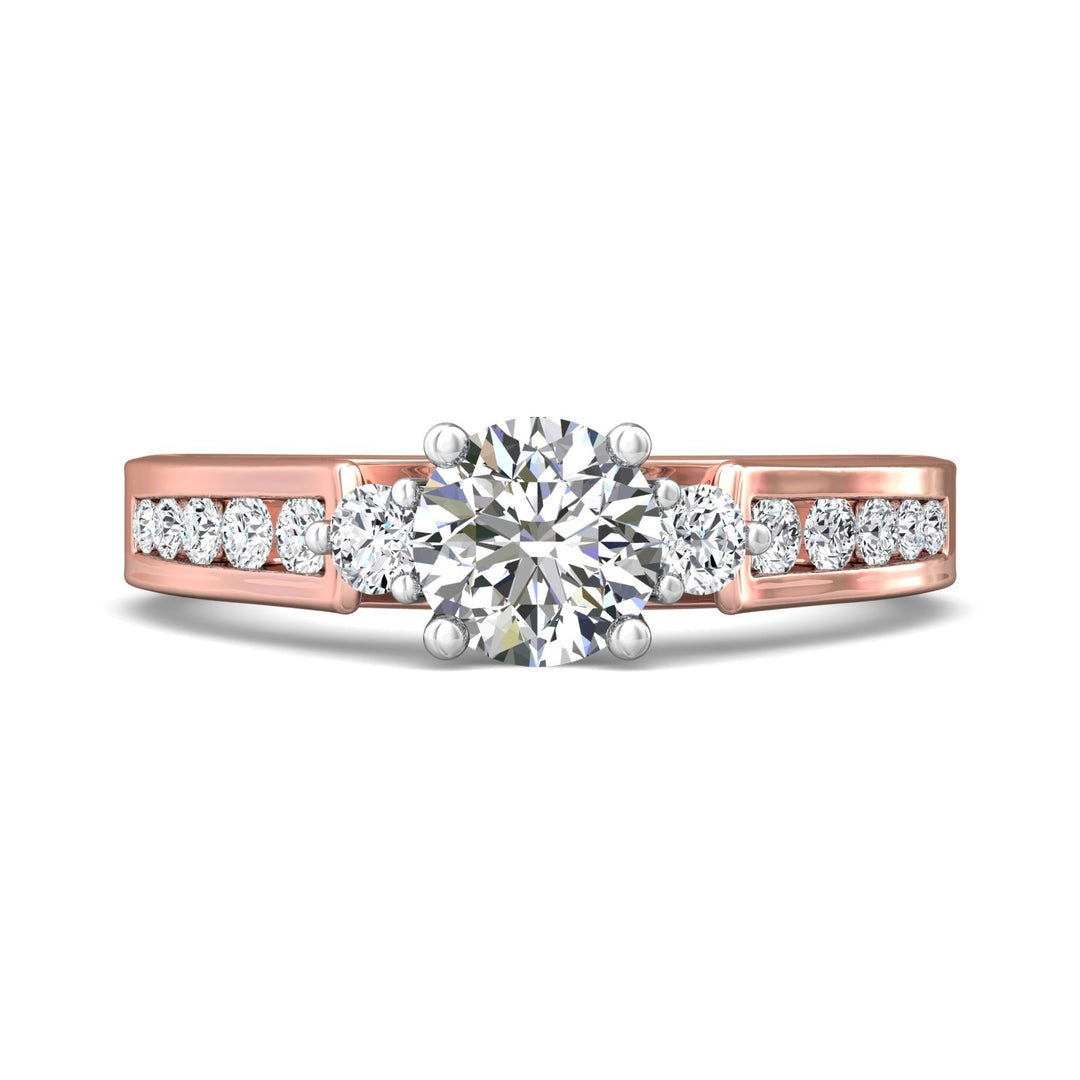 18K Gold White/Pink Three Stone Engagement Ring from the Three Stone collection - DERC03XS_18KWP_Rd_6.0_Prm_H-I_SI1