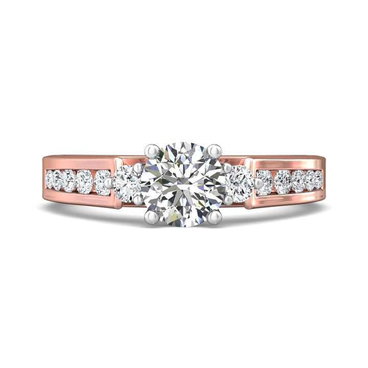 18K Gold White/Pink Three Stone Engagement Ring from the Three Stone collection - DERC03XS_18KWP_Rd_6.0_Prm_H-I_SI1