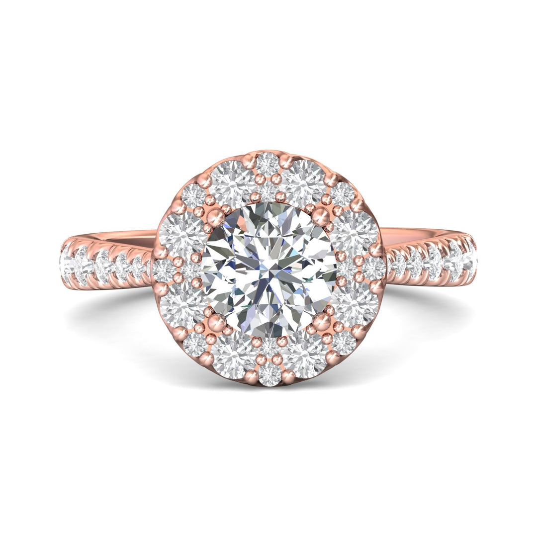 14K Gold Pink Micropave Halo Engagement Ring from the Micropave Halo collection - DERHSP08_14KP_RdH_7.0_Prm_H-I_SI1