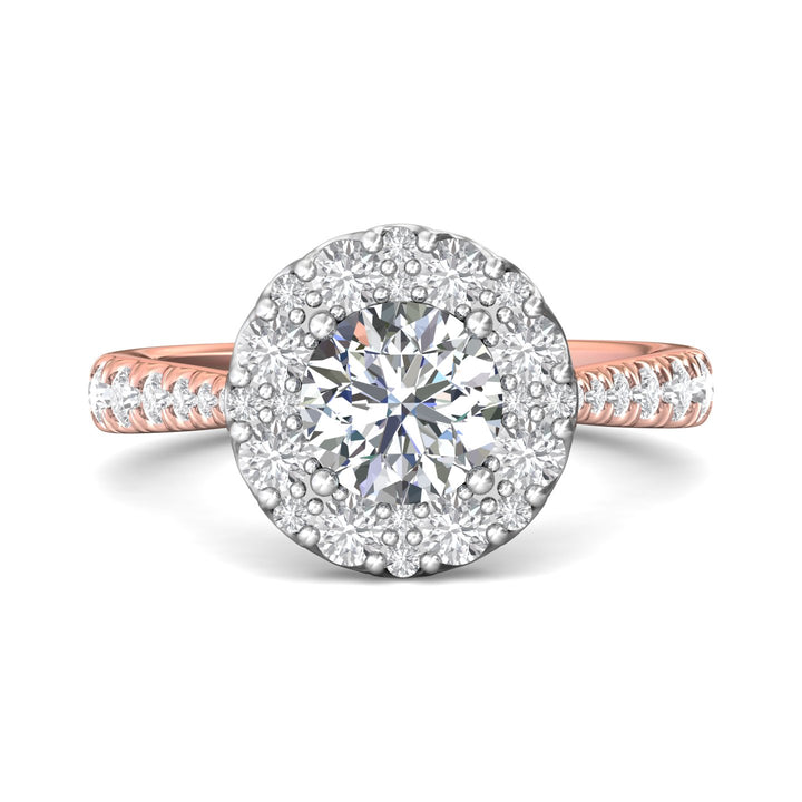 14K Gold Pink/White Micropave Halo Engagement Ring from the Micropave Halo collection - DERHSP08_14KPW_RdH_7.0_Prm_H-I_SI1